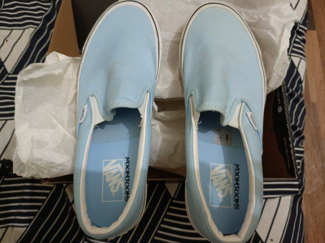 Baby blue vans slip ons discount