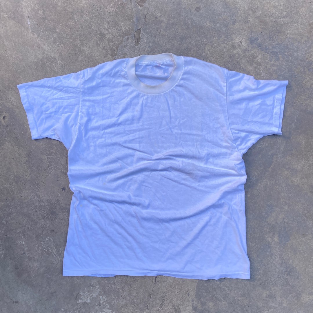 Vintage Jockey Plain White Tee Shirt Single Stitch, Men's Fashion, Tops