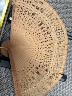 Vintages Japanese Sandalwood Hand Fan 2 Sided Design Made in Japan
