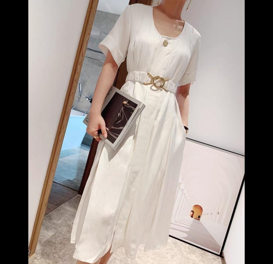 White Dress Fabric 63 viscose 15 rayon 22 linen size L