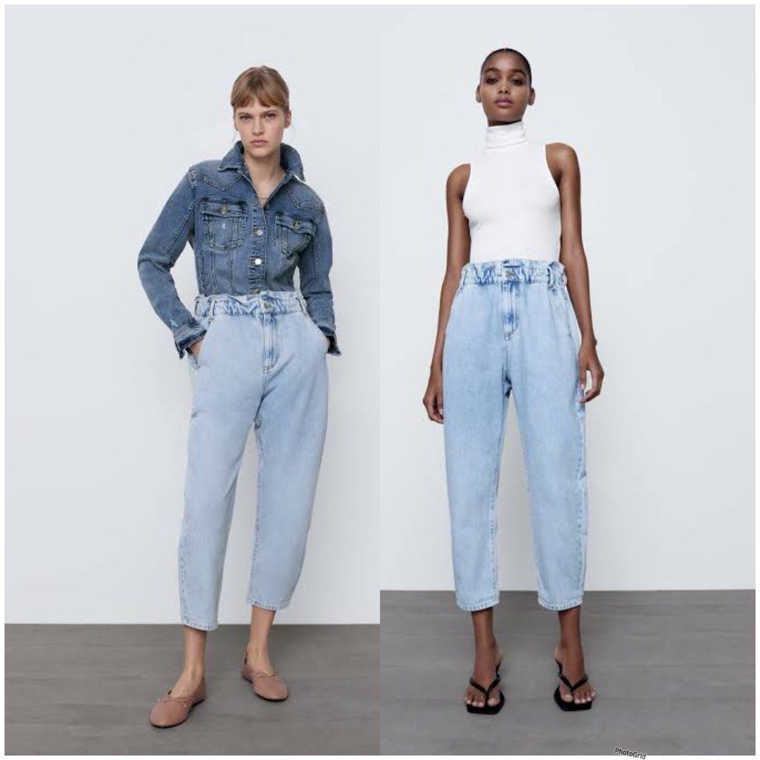 Zara • Coated baggy paper bag pants | Zara coat, High waisted trouser pants,  Clothes design