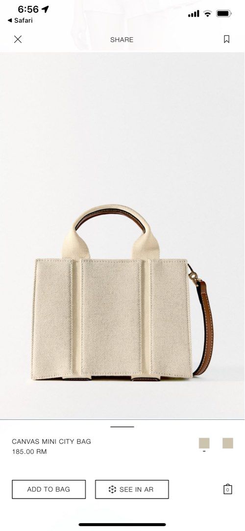 Zara canvas mini city bag deals