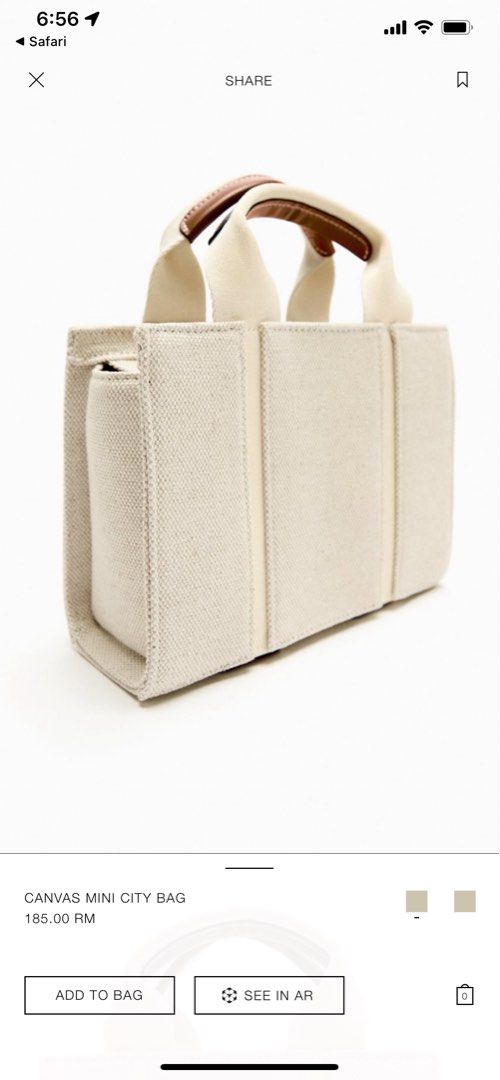 Zara canvas mini city bag store