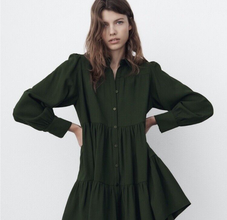 Zara Corduroy Babydoll Green Mini Dress, Women's Fashion, Dresses & Sets,  Dresses on Carousell
