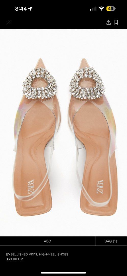 Zara embellished vinyl high heels shoes