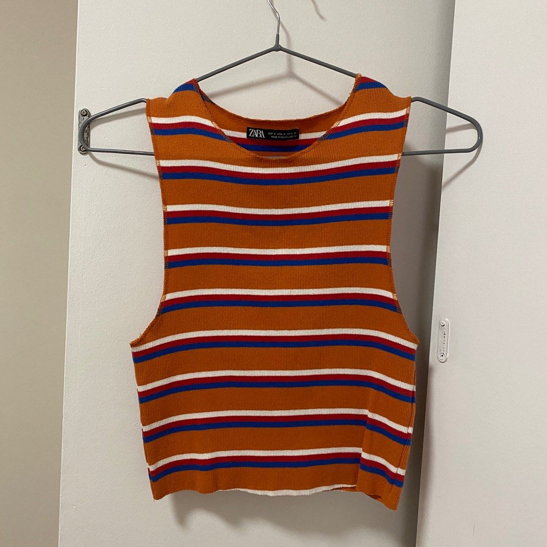 Zara Striped Sleeveless Crop Top (Category: Sleeveless) located in Quezon City. Submitted by nfdcloset (Listing ID 1271522202, Image 2). Description: Used only once or twice! No flaws :).