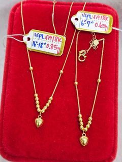18K Saudi Gold Set Necklace & Bracelet Heart Ball Charms