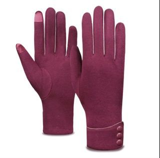 1pair Women's Winter Fashionable Velvet Touch Screen Gloves For Outdoor Sports, Red