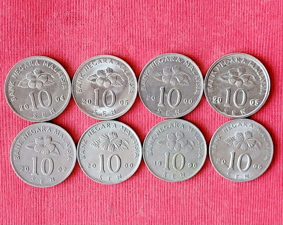 203馬來西亞各年代（10SEN)錢幣（8枚合拍，保真，品相良好）。, 書籍、休閒與玩具, 收藏、紀念品, 錢幣、紙鈔在旋轉拍賣