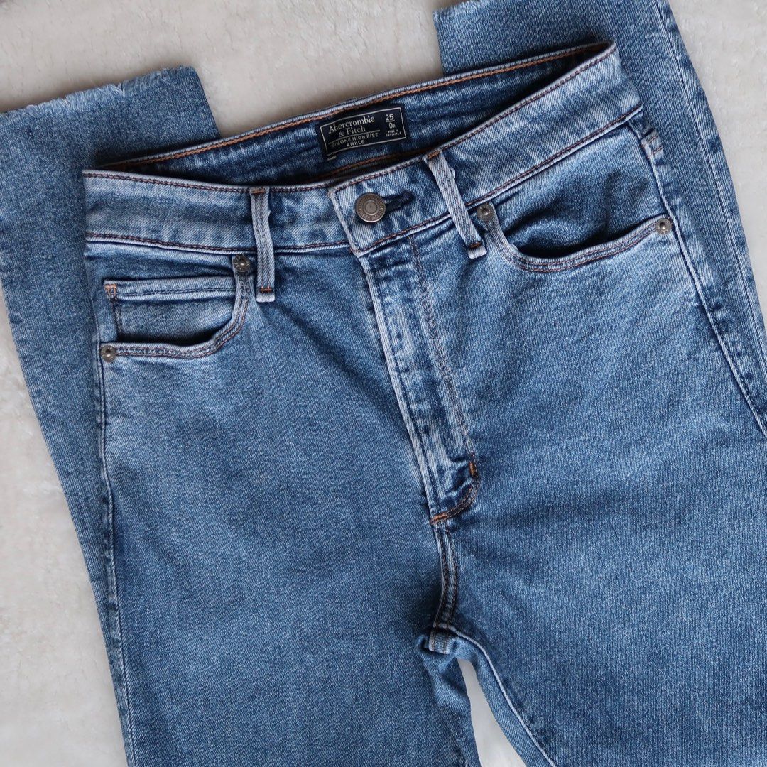 Abercrombie Fitch Simone High Rise Ankle Jeans in Mid Blue Women s Fashion Bottoms Jeans Leggings on Carousell