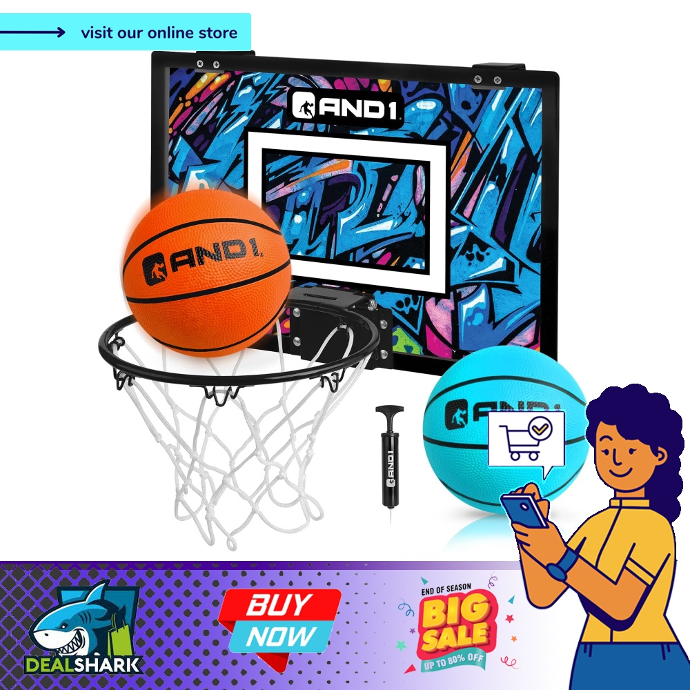 AND1 Mini Basketball Hoop PreAssembled Indoor Basketball Hoop with