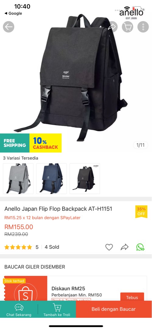 Anello Japan Flip Flop Backpack