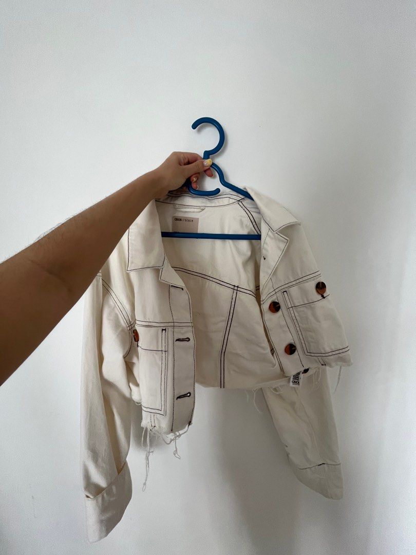 White cut hotsell off denim jacket