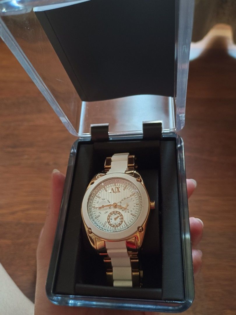 AUTHENTIC Jam Armani Exchange Tone White Gold Crystal Dial