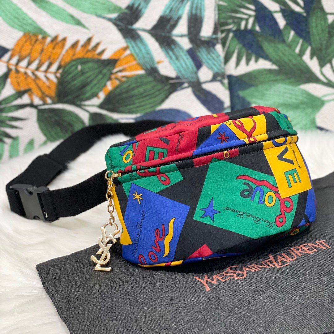 Authentic Vtg. YSL Love Printed Belt Bag