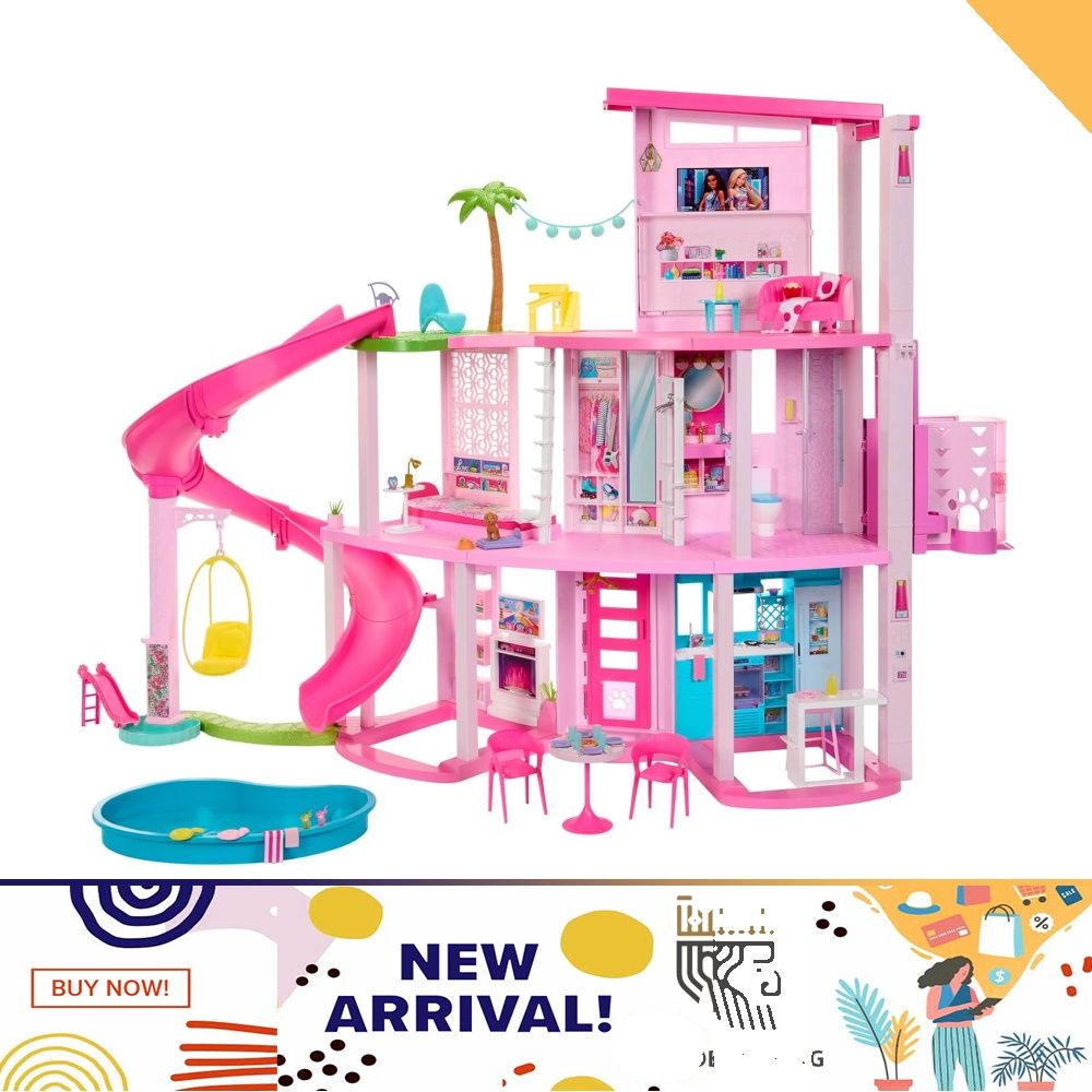 Barbie Dreamhouse 2023, Pool Party Doll House with 75+ Pieces NEW