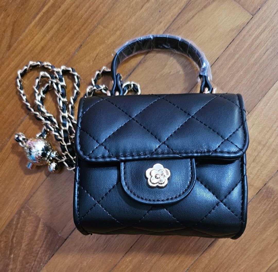 BN Petite black bag on gold chain crossbody handbag top handle bag