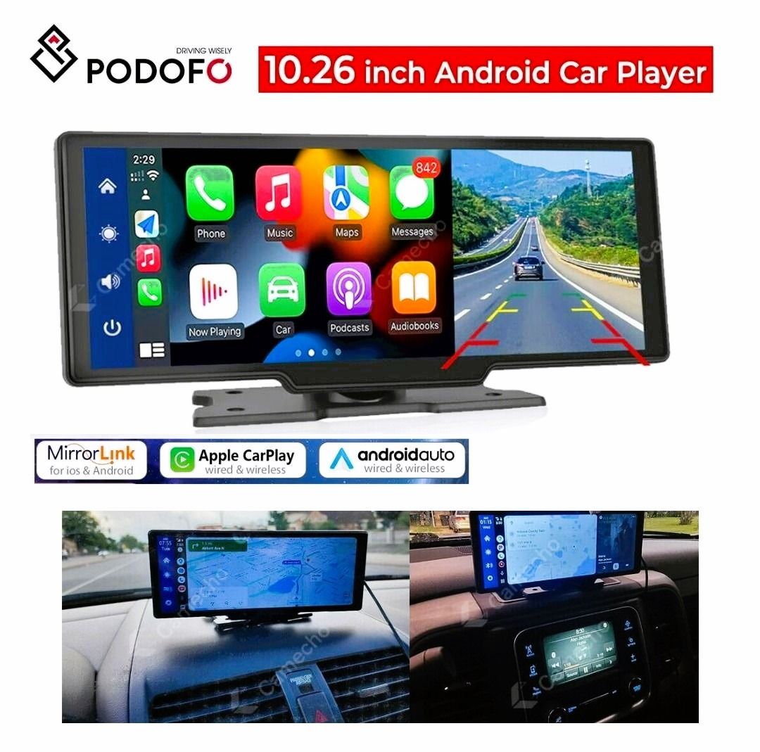 Brand New! 10 Dashboard Android Car Player Monitor  Carplay Android Auto  GPS Navigation WiFi Bluetooth AUX FM Transmitter Music Player Speaker, Car  Accessories, Accessories on Carousell