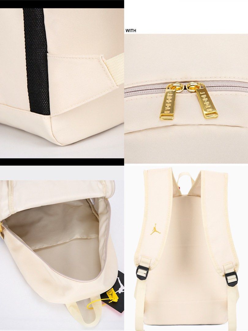 White and gold jordan backpack sale