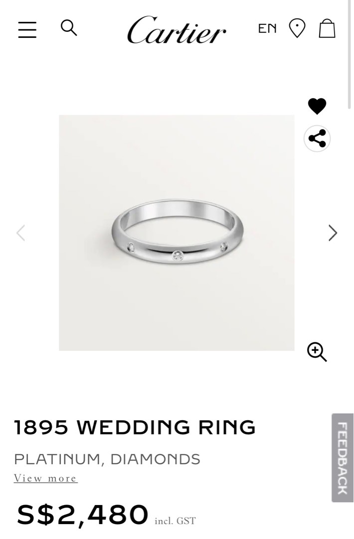 Cartier 1895 WEDDING RING PLATINUM DIAMONDS Luxury Accessories