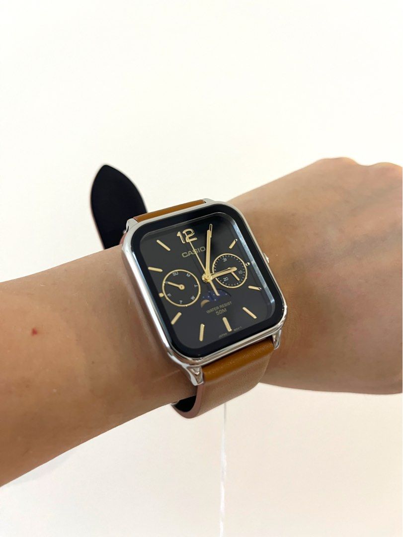 Casio watches leather on sale belt