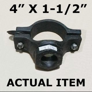 CAST IRON SADDLE CLAMP 4" X 1-1/2" BLACK FOR WATER DISTRICT -------------------------- 4" X 1-1/2"