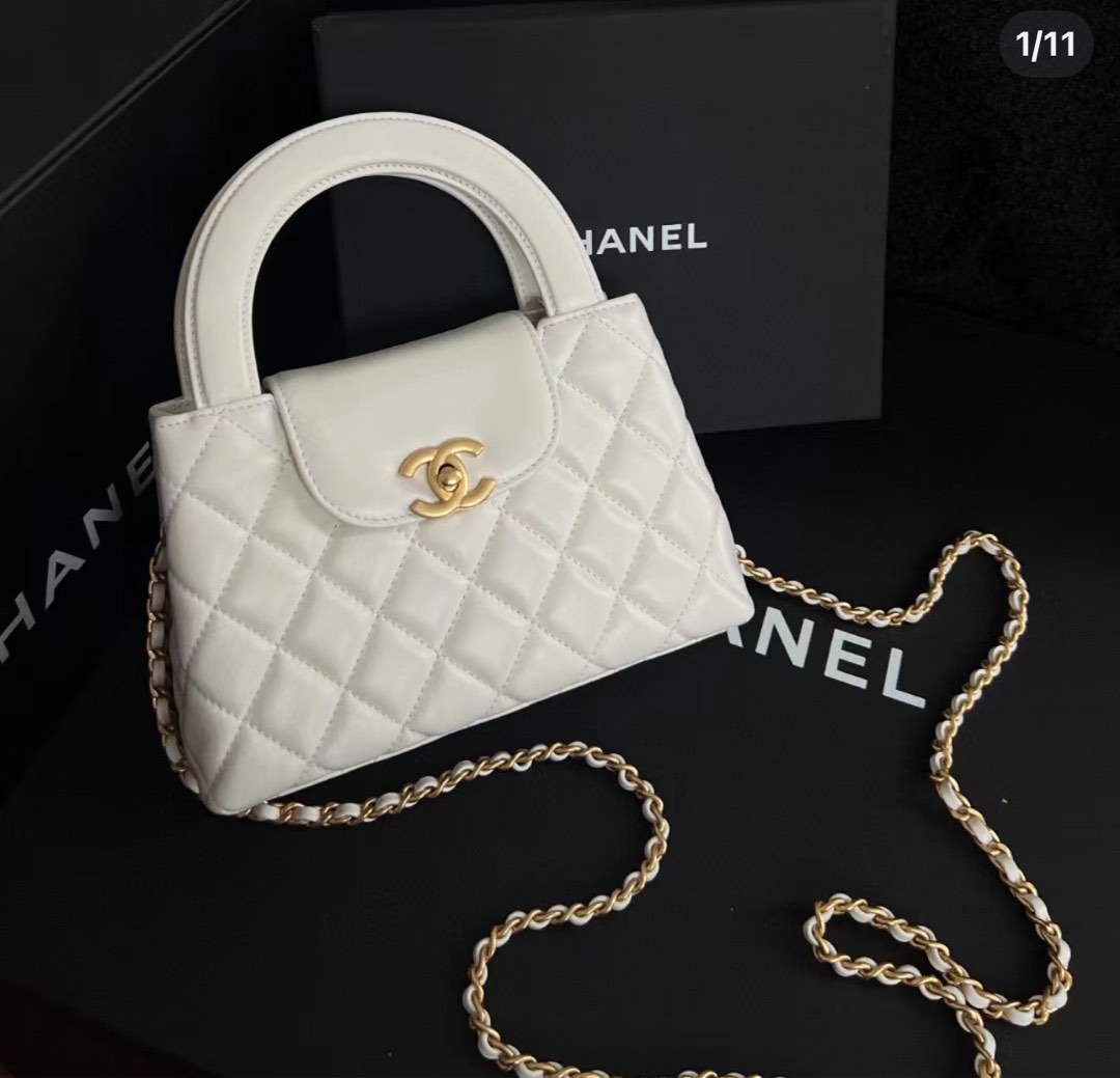 Chanel Kelly Nano white color, Luxury, Bags & Wallets on Carousell