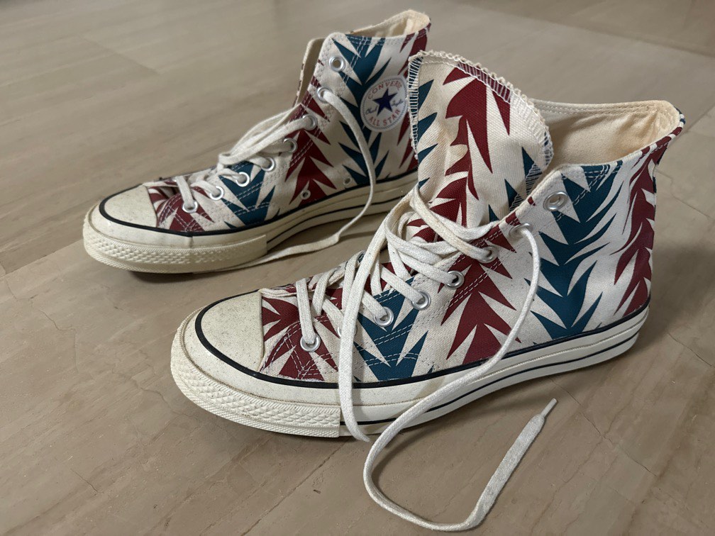 Red blue shop and white converse