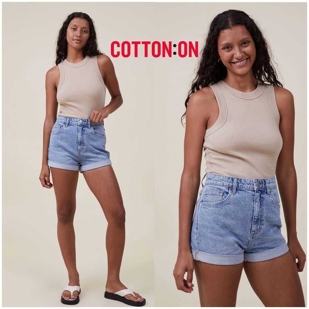 Denim Shorts Hot Pants Cotton On High Rise Classic Stretch Denim