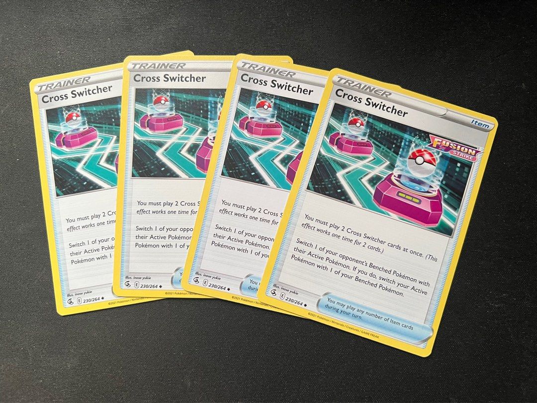 Pokemon Box Trainer Playset Of 4x Cross Switcher Trainer Cards Pokemon TCG Fusion Strike Set (230/264, Uncommon) Pokemon Cross Switcher Pokemon Box Trainer Playset Of 4x Cross Switcher Trainer Cards Pokemon TCG Fusion Strike Set (230/264, Uncommon) Pokemon Cross Switcher