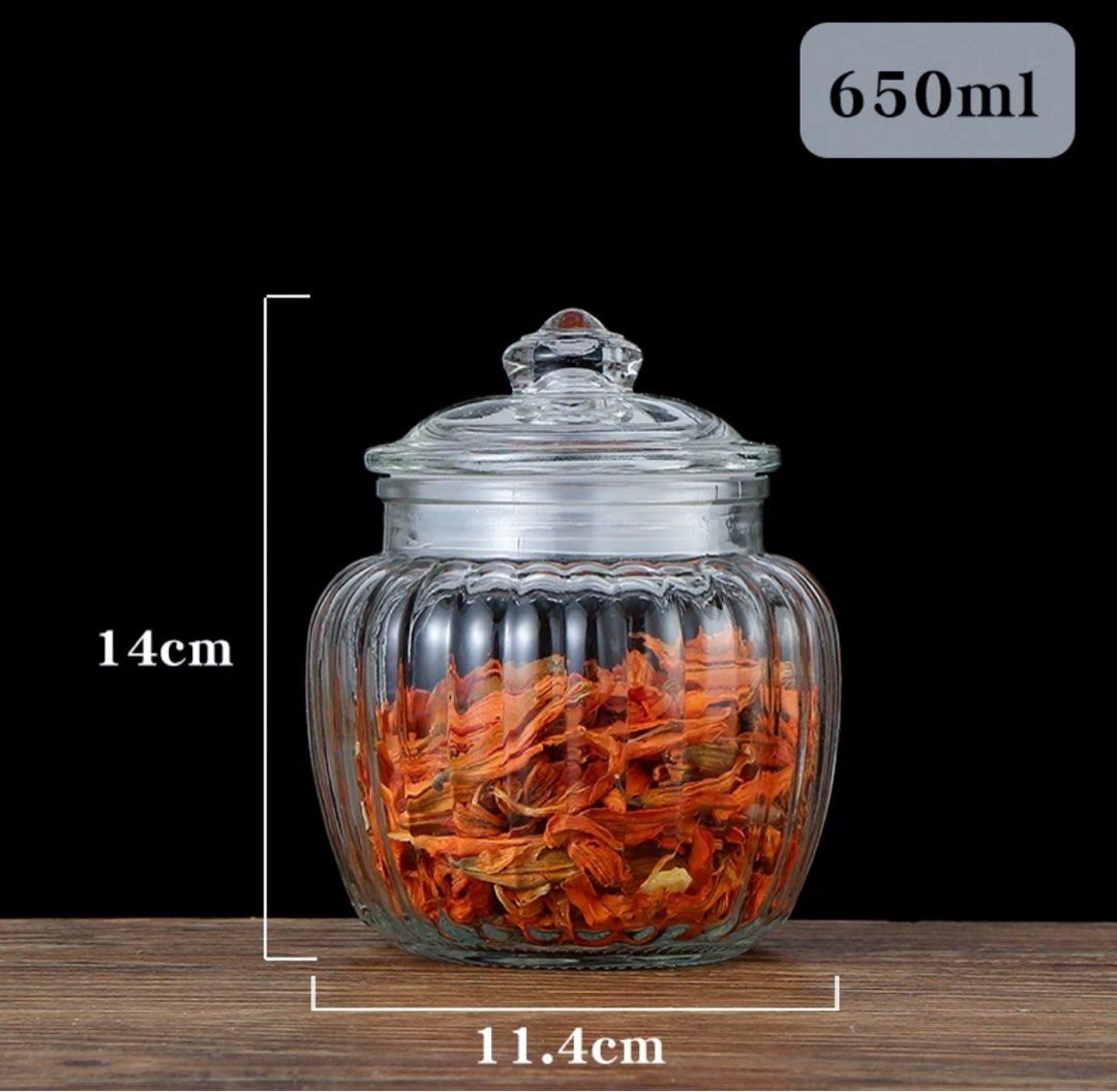 Daiso Japan Glass Jars glassware glass storage container, Furniture