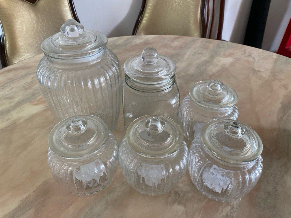 Daiso Japan Glass Jars glassware glass storage container, Furniture