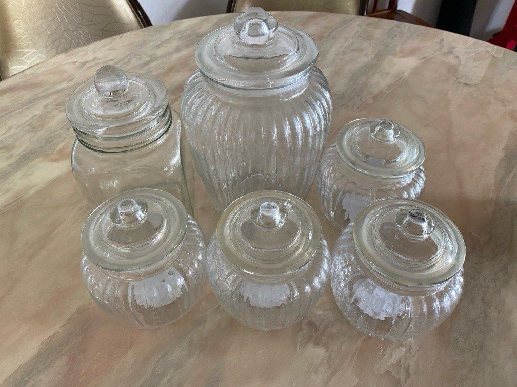 Daiso Japan Glass Jars glassware glass storage container, Furniture