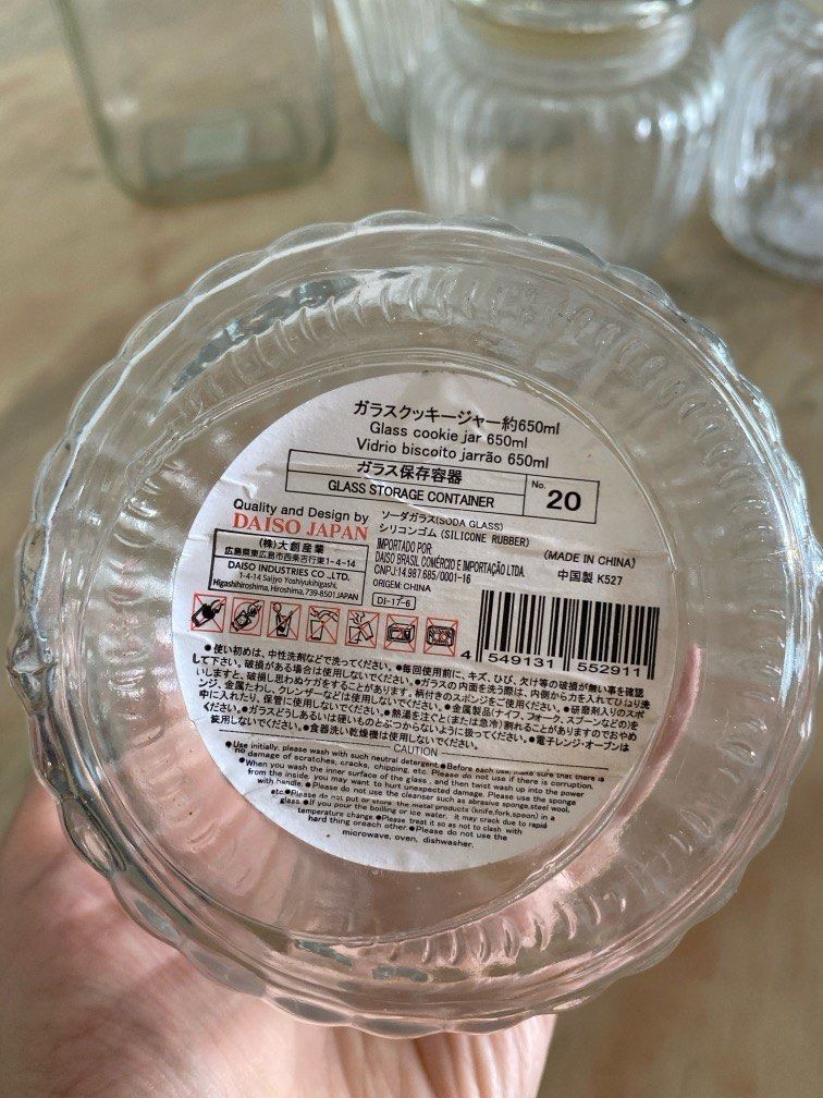 Daiso Japan Glass Jars glassware glass storage container, Furniture