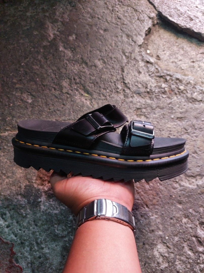 DMs Doc Dr. Martens Myles Brando Buckle Slide Sandals Black 37 Eur