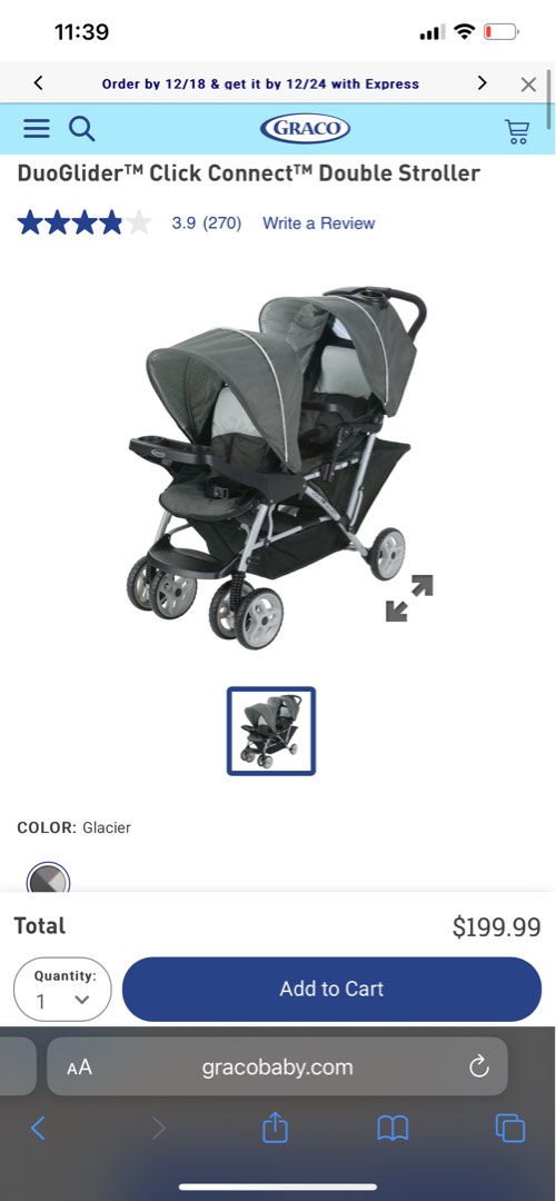 DuoGlider Click Connect Double Stroller Babies Kids Going Out