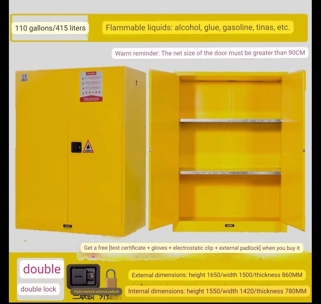 Flammable liquid storage fire cabinet 415 Litres/ 110 Gallons ...