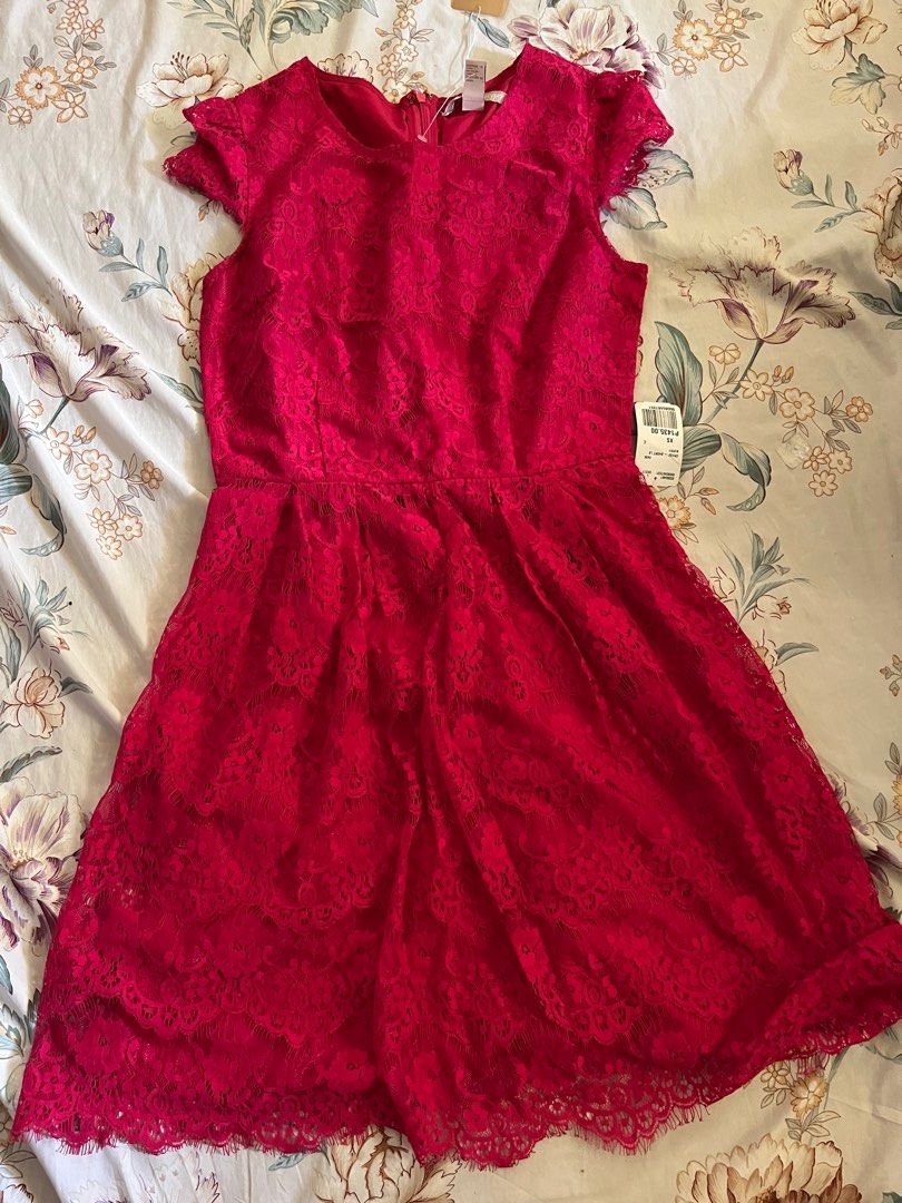 Forever 21 red lace dress sale