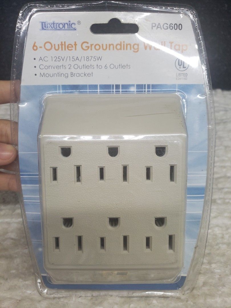 Grounding Wall Tap Outlet 110V (Category: Electrical, Adaptors & Sockets) located in Pasig City. Submitted by califinestcollectibles (Listing ID 1271697794, Image 3). Description: Grounding Wall Tap Outlet 110V 350 each 6 outlet AC 125V/15A/1875W Converts 2 outlets from 6 outlets Mounting Bracket Guaranteed item from USA For pick up at One Oasis Condominium Ortigas Pasig Extension Also available for delivery at buyers expense.