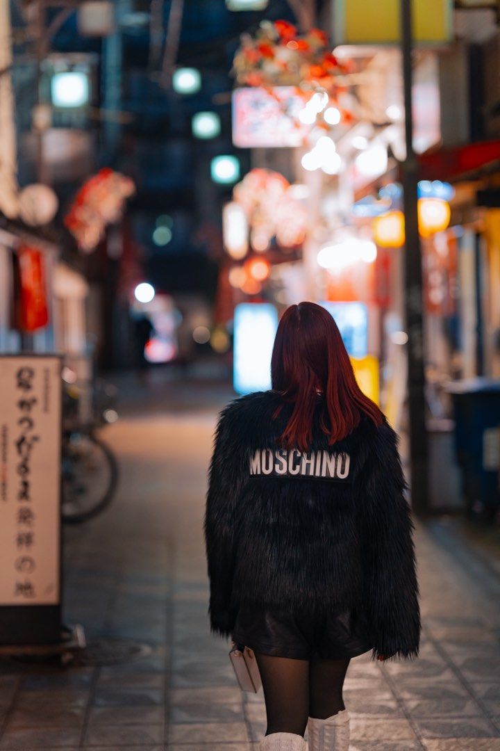 H M Moschino Black Fur Coat