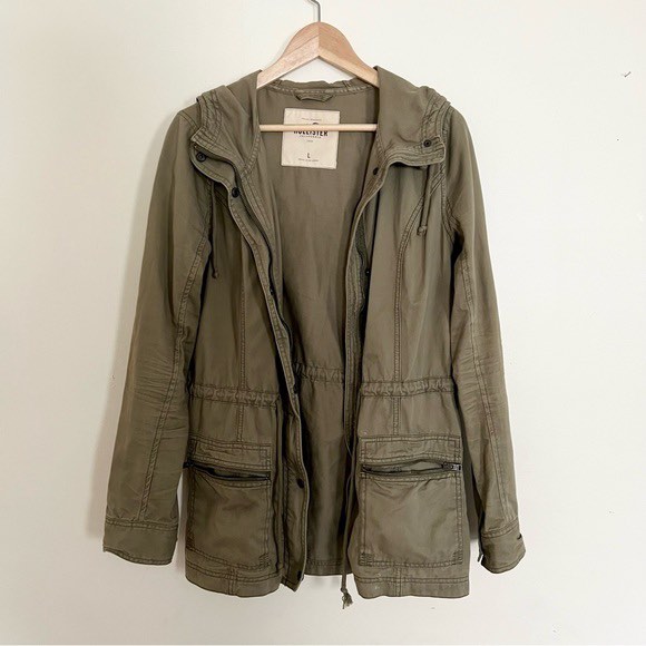 Hollister Army Green Utility Jacket Women s Fashion Coats
