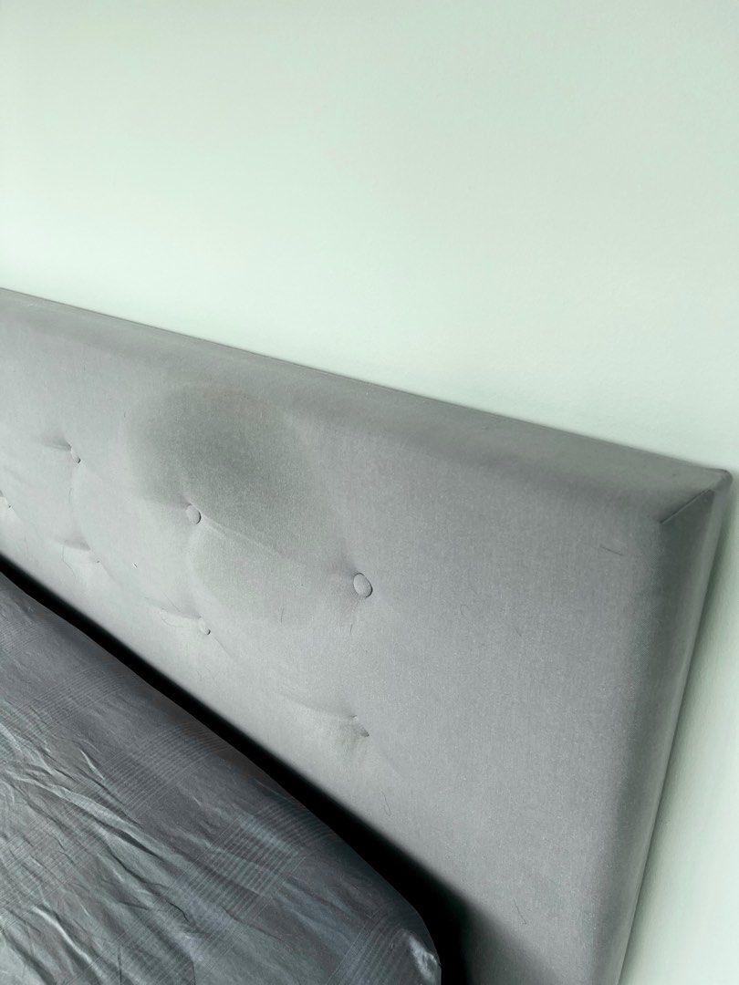 IKEA Malm Queen Storage Bed with custom upholstered headboard