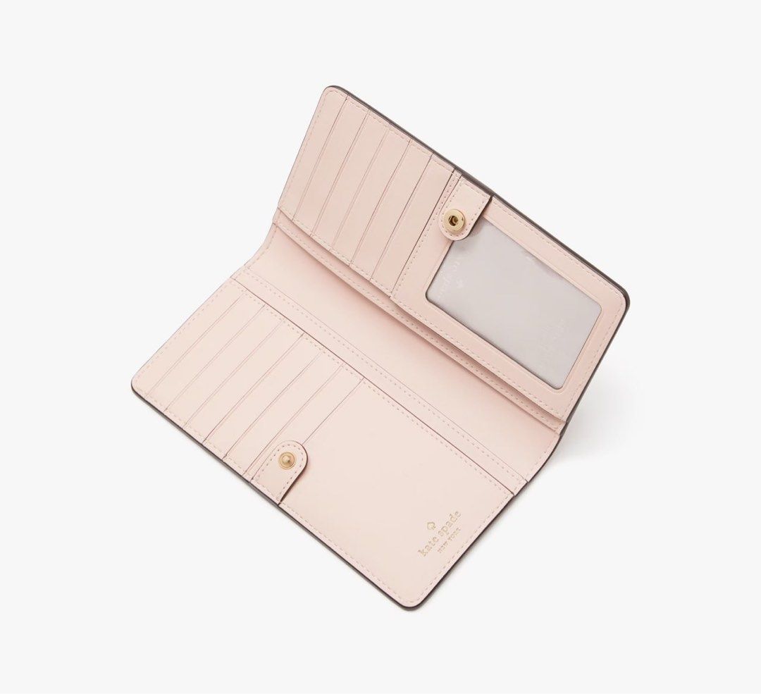 INSTOCK Kate Spade Madison Large Slim Bifold Wallet Conch Pink
