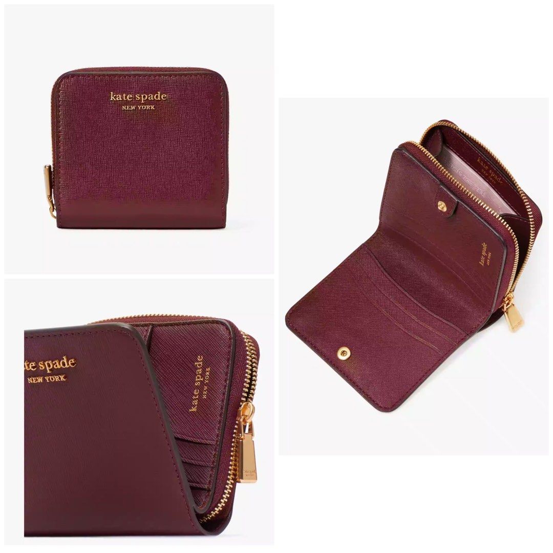 LAST PIECE INSTOCK Kate Spade Morgan Small Compact Wallet Cordovan Maroon Red Purple Burgundy