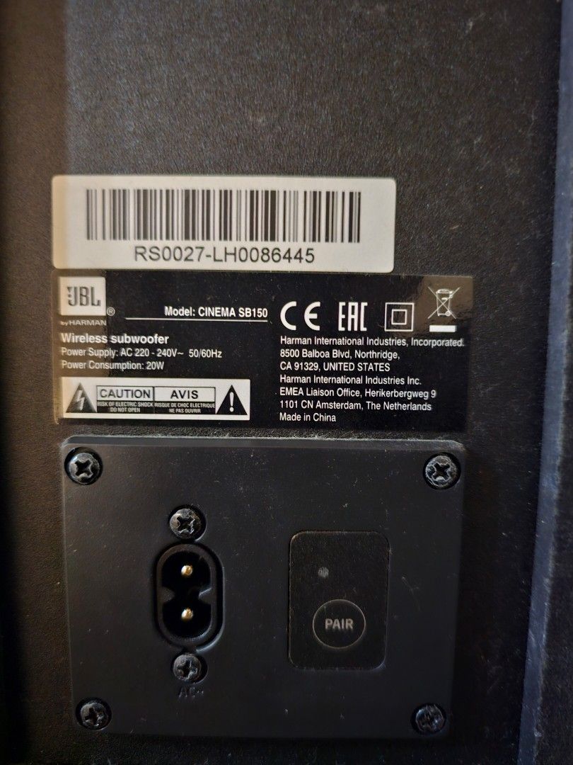 Jbl cinema sb150 subwoofer no power discount