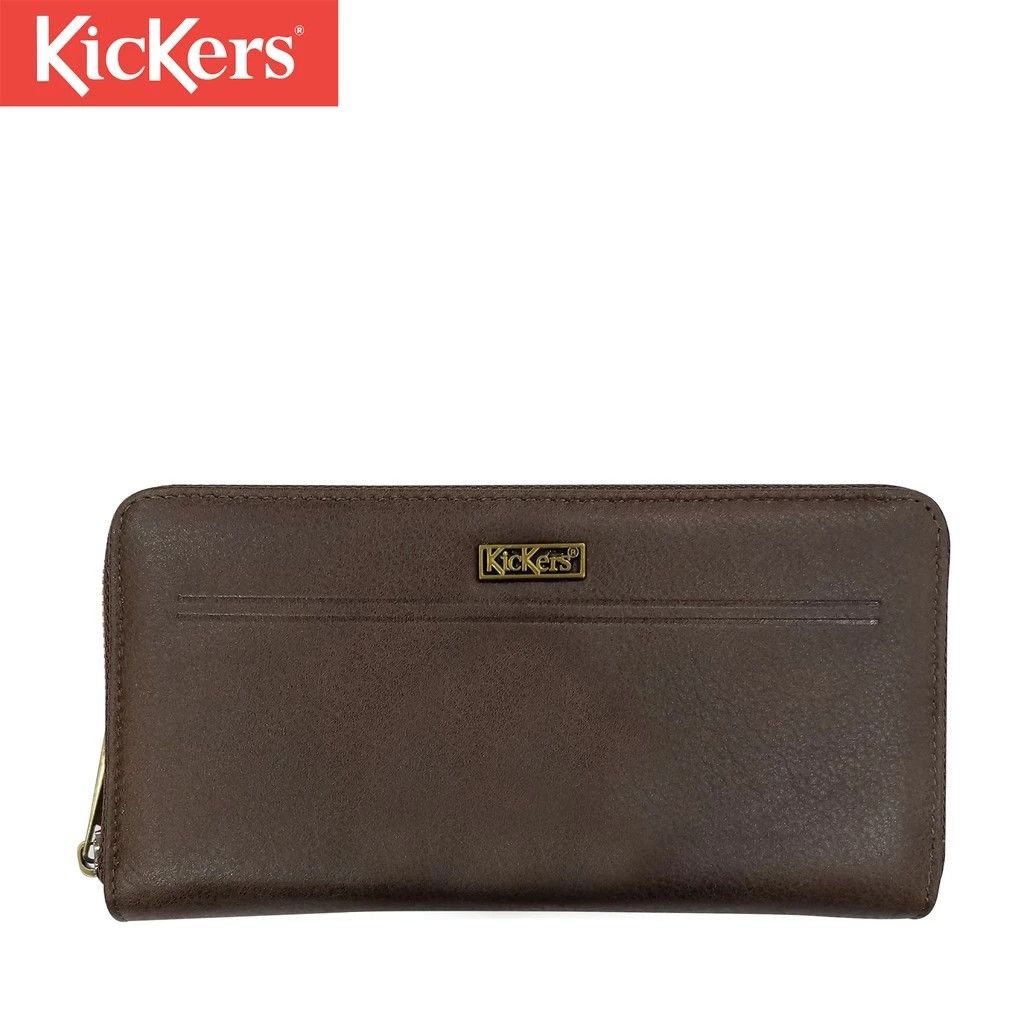 KICKERS LEATHER METAL LOGO LADIES ZIP PURSE NEW ITEM