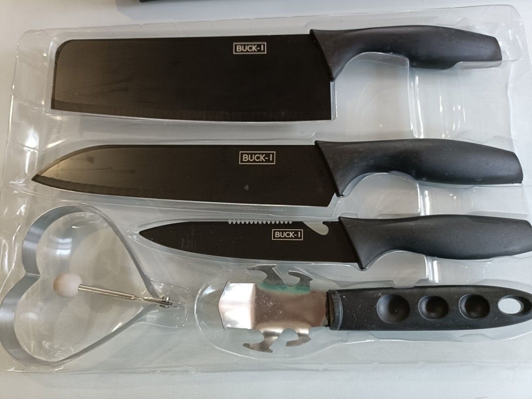 Knife set kitchen knives (Category: Knives & Chopping Boards) located in Las Pinas. Submitted by benjamintravis (Listing ID 1271914857, Image 2). Description: Kitchen Knives set knife Gcash accepted. Item pick-up in Las Pinas. Thank you..