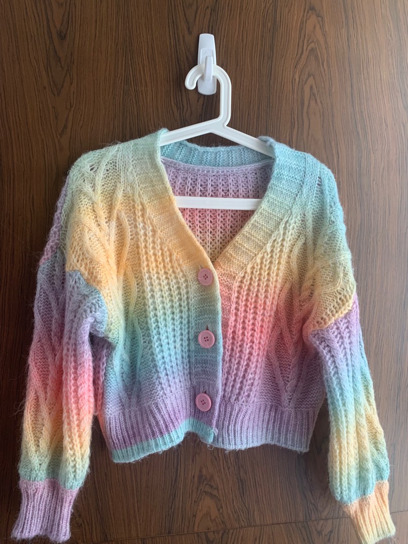Rainbow coloured cardigan sale