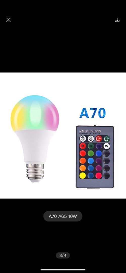 Ampoule led E27 RGB télécommande 8W programmable