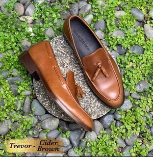 Marquins Genuine Leather Tassel Formal Dress Shoes (Trevor) - Cider Brown for Weddings, Formal Events